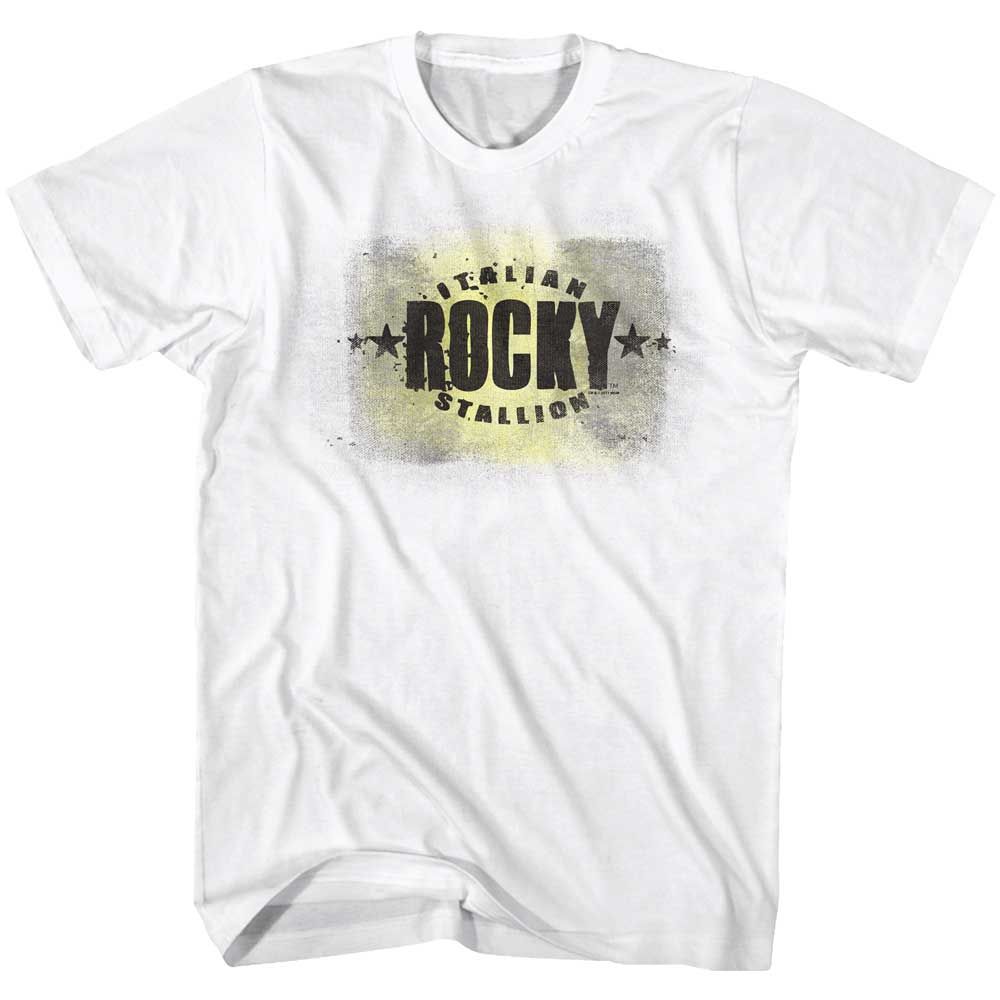 White Rocky t-shirt featuring a Rocky Italian design