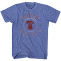 Royal Heather Rocky t-shirt featuring a Rocky R Bell design