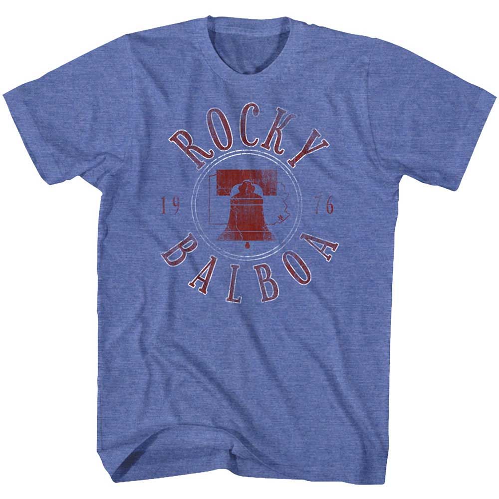 Royal Heather Rocky t-shirt featuring a Rocky R Bell design