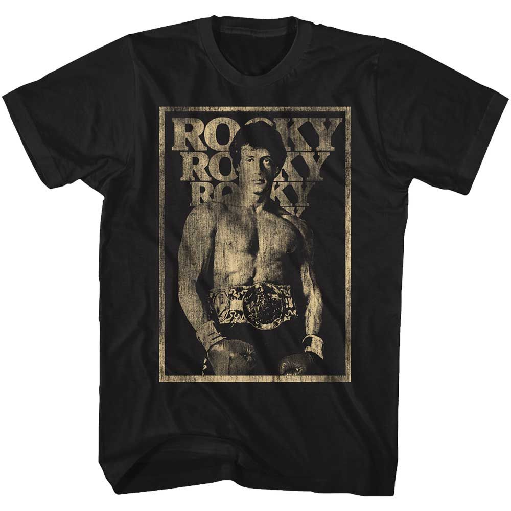 Black Rocky t-shirt featuring a Rocky Winning design