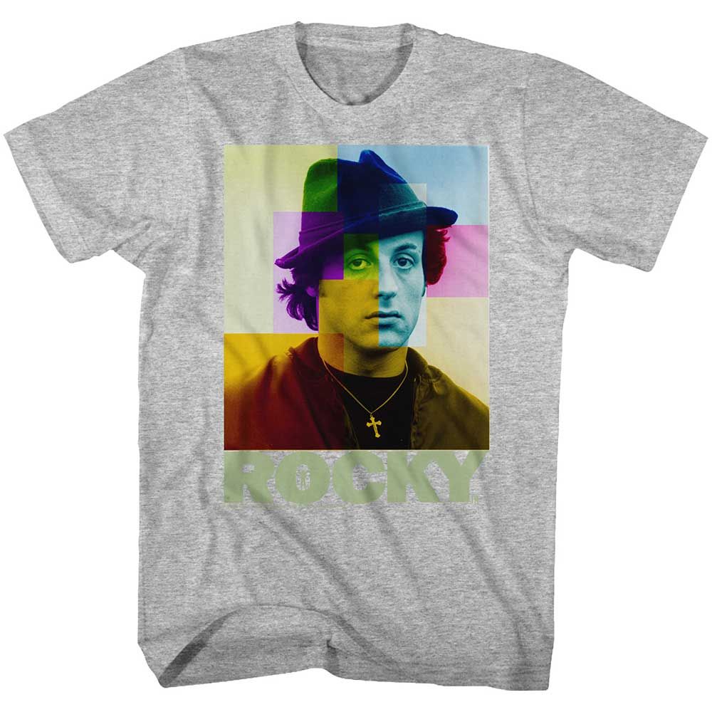 Gray Heather Rocky t-shirt featuring a Rocky Colorful Rocks design