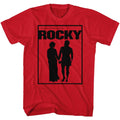 Red Rocky t-shirt featuring a Rocky Poster design