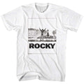 White Rocky t-shirt featuring a Rocky Snow Rock design