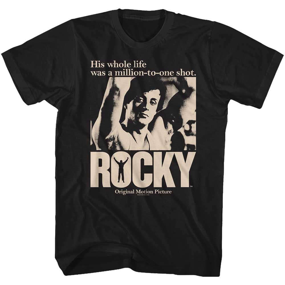 Black Rocky t-shirt featuring a Rocky Greased Lightning design