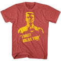 Red Heather Rocky t-shirt featuring a Rocky Break You design