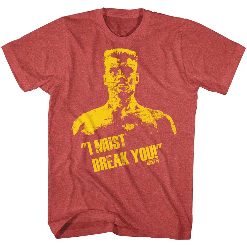 Red Heather Rocky t-shirt featuring a Rocky Break You design
