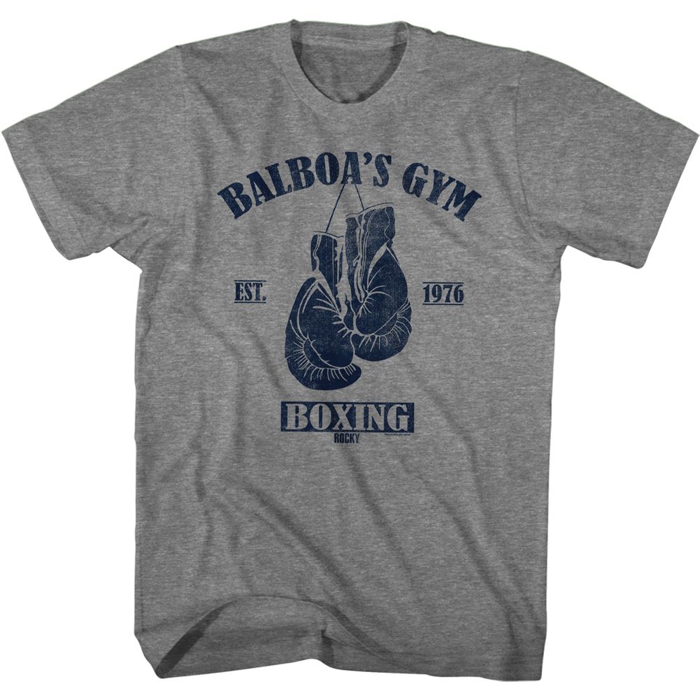 Graphite Heather Rocky t-shirt featuring a Rocky Hang Low design