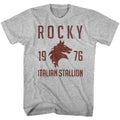 Gray Heather Rocky t-shirt featuring a Rocky Vintage 1976 design