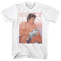 White Rocky t-shirt featuring a Rocky Contemplation design