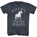 Navy Heather Rocky t-shirt featuring a Rocky Rocky Horse design