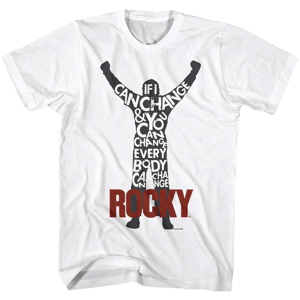 White Rocky t-shirt featuring a Rocky Winner design