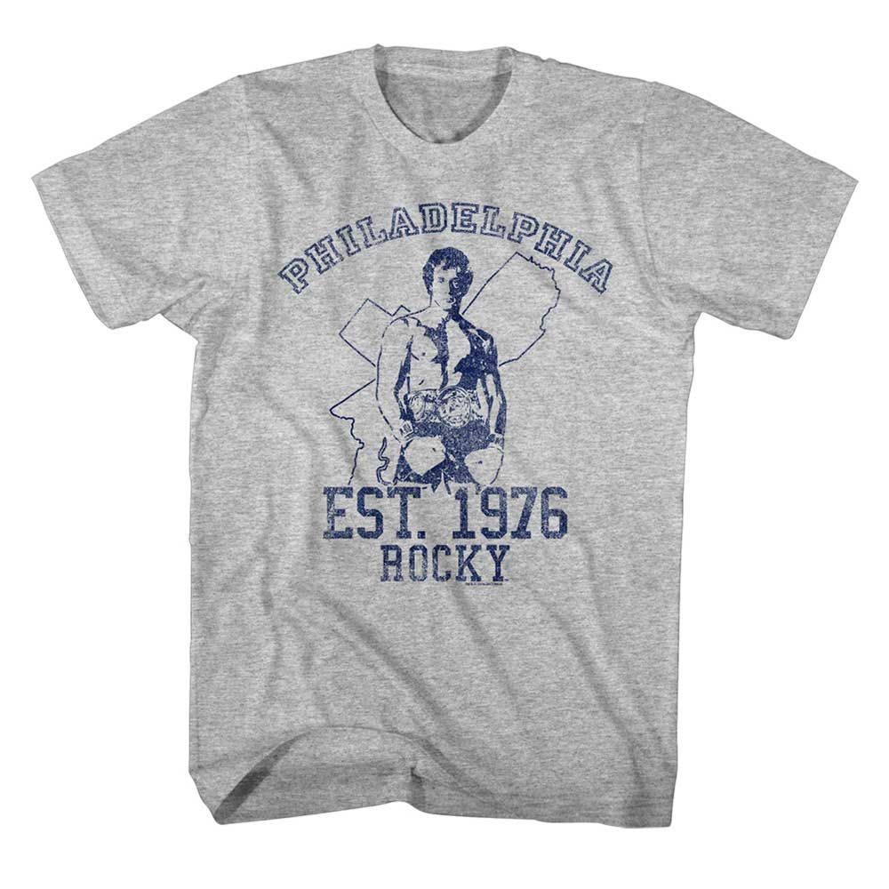 Gray Heather Rocky t-shirt featuring a Rocky Philidelphia design