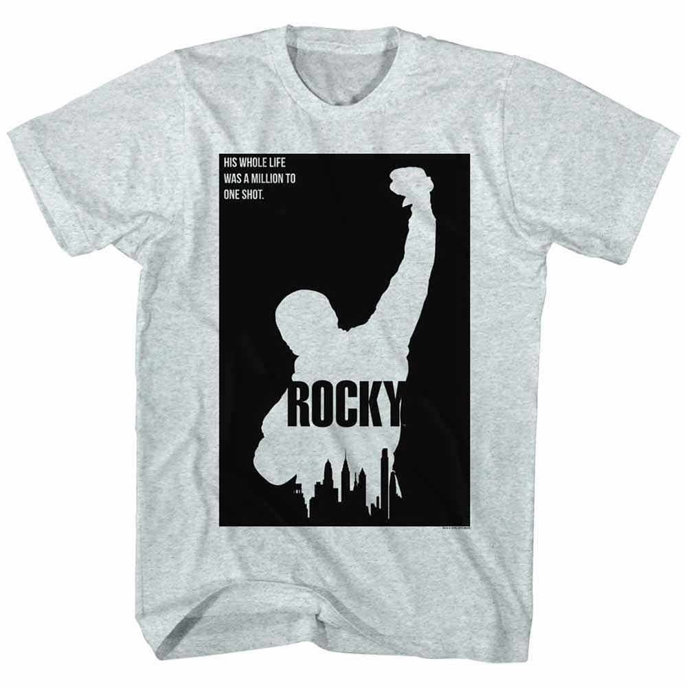 Gray Heather Rocky t-shirt featuring a Rocky Blocked Out design