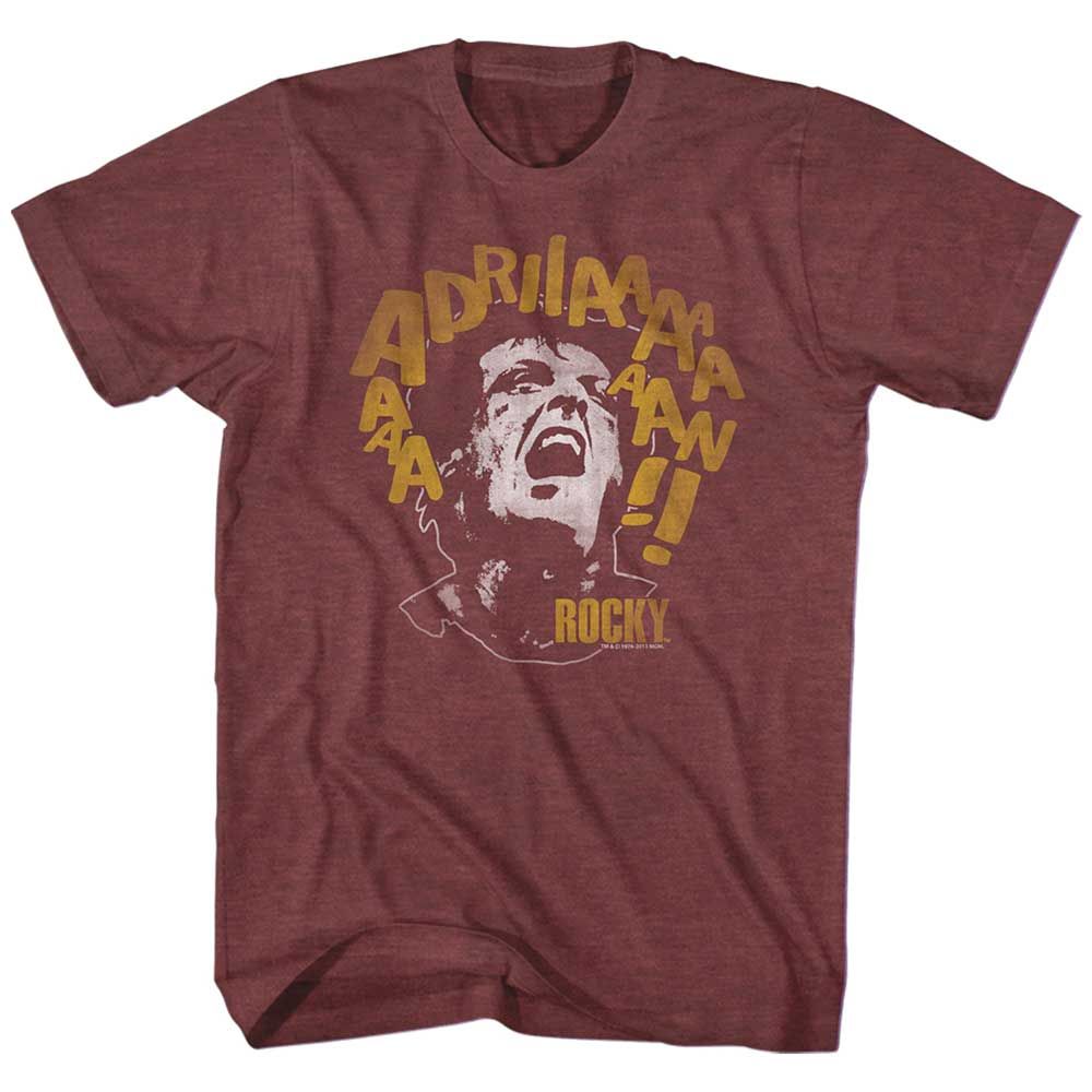 Vintage Maroon Heather Rocky t-shirt featuring an Adrian design