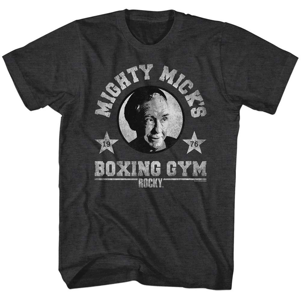 Black Heather Rocky t-shirt featuring a Mighty Mick design