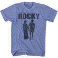 Light Blue Heather Rocky t-shirt featuring a Rocky Poster design