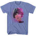 Light Blue Heather Rocky t-shirt featuring an Adrian design