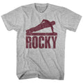 Gray Heather Rocky t-shirt featuring a Rocky Pushup design