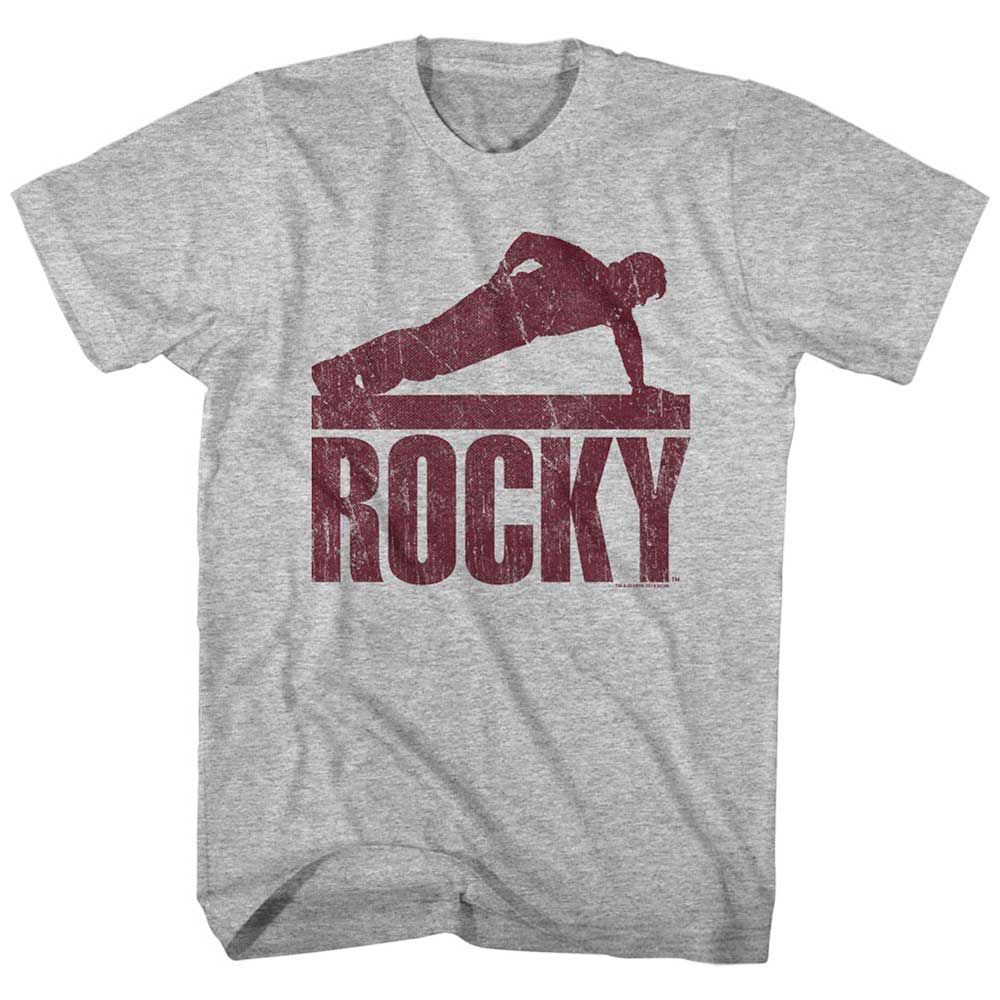 Gray Heather Rocky t-shirt featuring a Rocky Pushup design