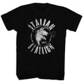 Black Rocky t-shirt featuring a Rocky Chalk Stallion design