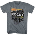 Graphite Heather Rocky t-shirt featuring a Rocky Phillysteak design