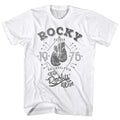 White Rocky t-shirt featuring a Rocky Rocky design