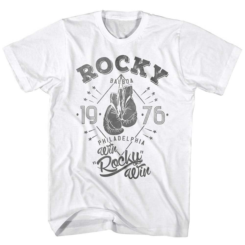 White Rocky t-shirt featuring a Rocky Rocky design
