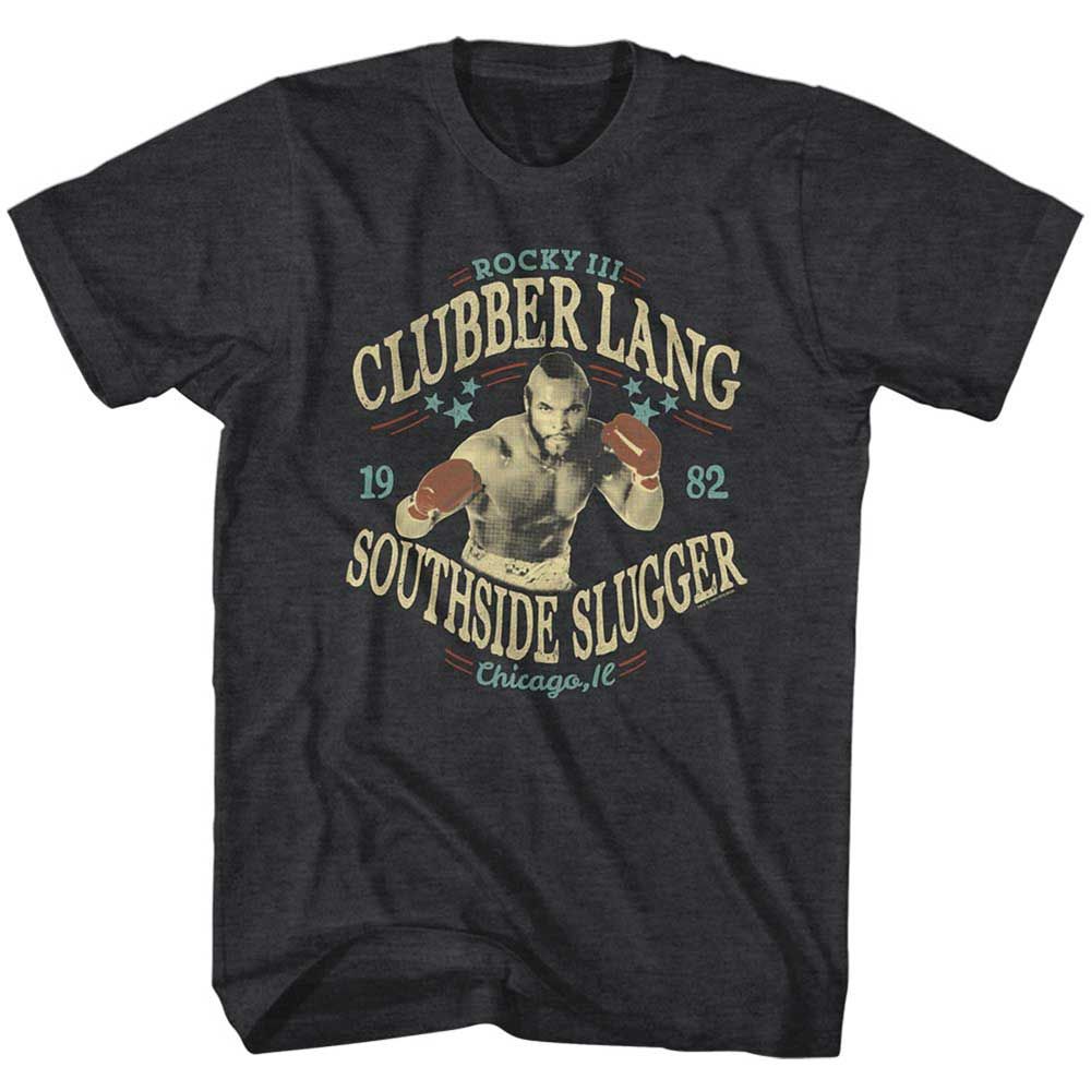 Black Heather Rocky t-shirt featuring a Rocky Southside Slugger design