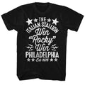 Black Rocky t-shirt featuring a Rocky Win Handmade design