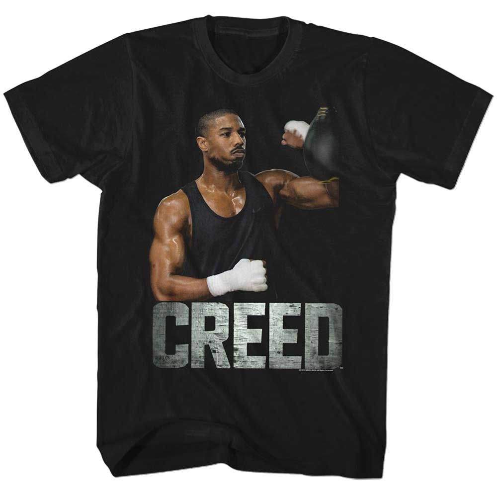 Black Rocky t-shirt featuring a Creed design