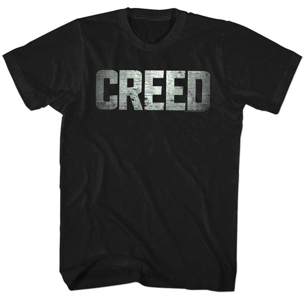 Black Rocky t-shirt featuring a Creed Logo design