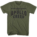 Military Green Rocky t-shirt featuring a Rocky Apollo Home design