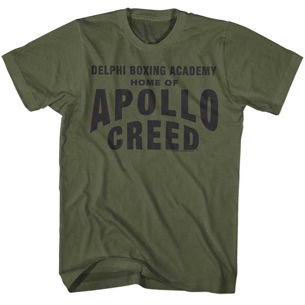 Military Green Rocky t-shirt featuring a Rocky Apollo Home design