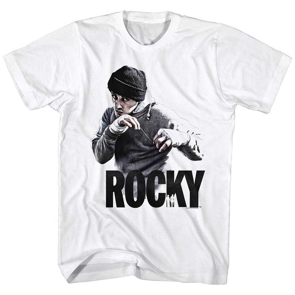White Rocky t-shirt featuring a Rocky 40Th Anniversary design