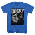 Royal Blue Rocky t-shirt featuring a Rocky Handshake design