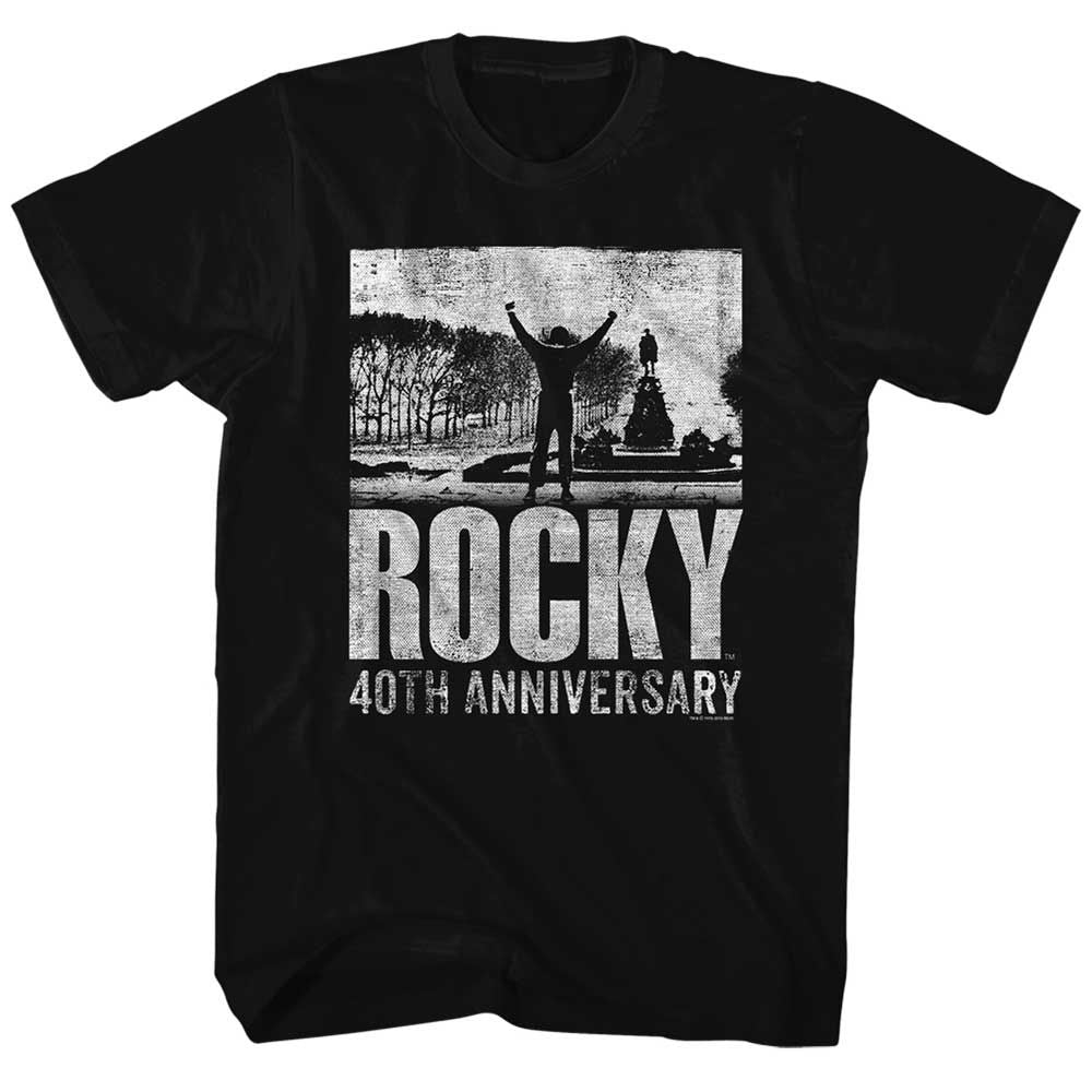 Black Rocky t-shirt featuring a Rocky 40Th Anniversary 2 design