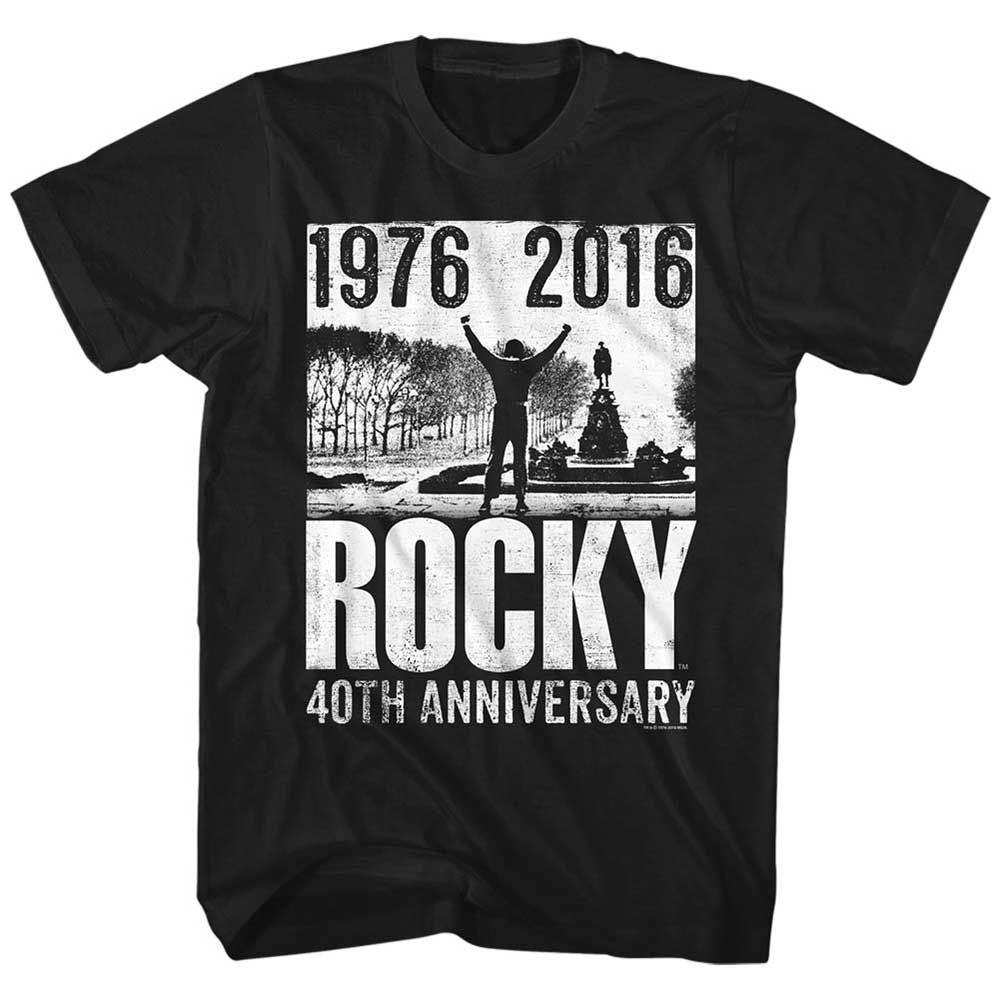Black Rocky t-shirt featuring a Rocky 40Th Anniversary 3 design