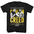 Black Rocky t-shirt featuring a Conlan vs Creed design