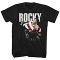 Black Rocky t-shirt featuring a Rocky Flap Wrap design
