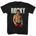 Black Rocky t-shirt featuring a Rocky Stand design