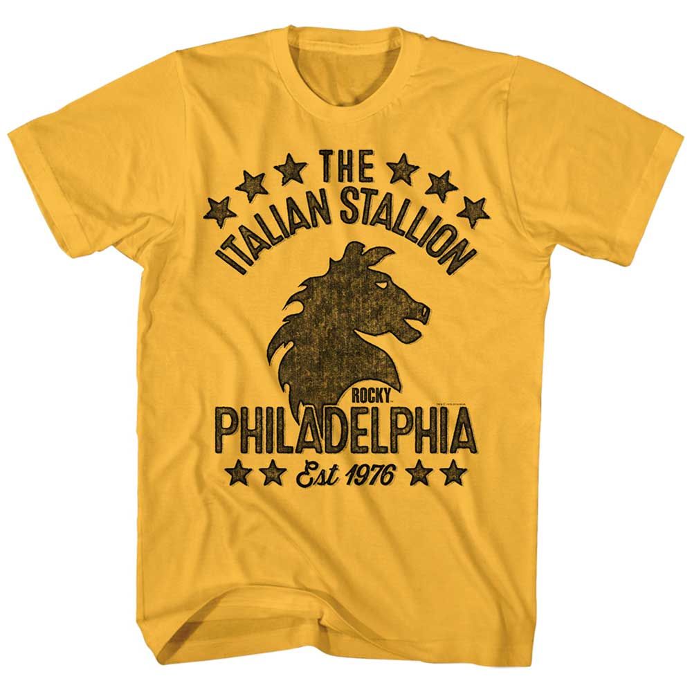 Ginger Rocky t-shirt featuring a Rocky Stallionish design