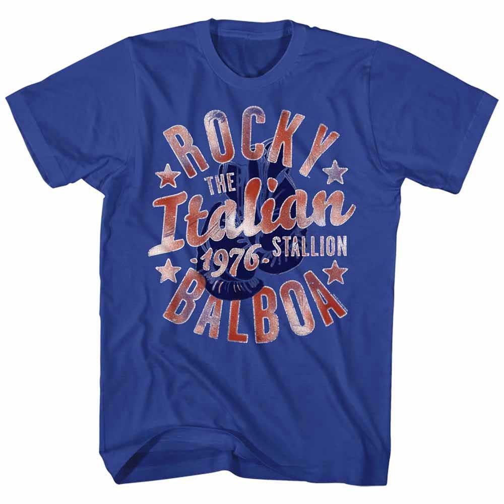 Royal Blue Rocky t-shirt featuring an Italian Stallion design