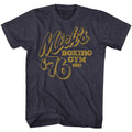 Navy Heather Rocky t-shirt featuring a Mick's Gym design