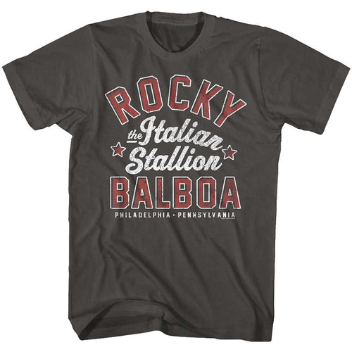 Smoke Gray Rocky t-shirt featuring an Italian Stallion design