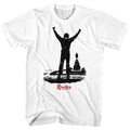 White Rocky t-shirt featuring a Rocky Suttle Rocky design