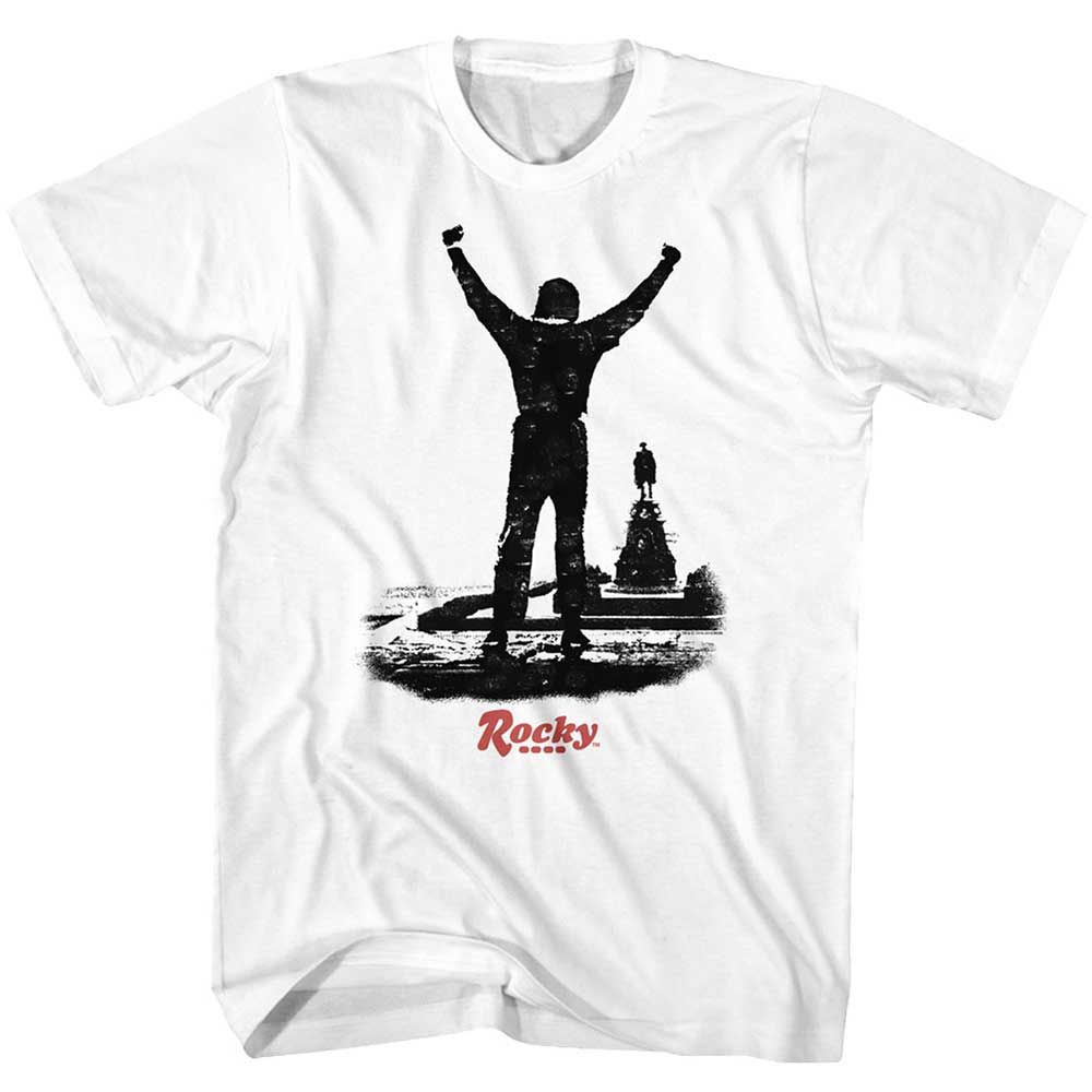 White Rocky t-shirt featuring a Rocky Suttle Rocky design