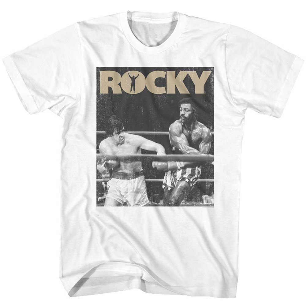 White Rocky t-shirt featuring a Rocky Rocky One design