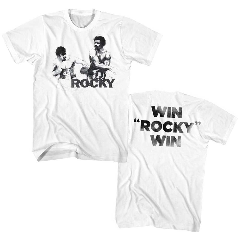 White Rocky t-shirt featuring a Rocky Punchy design