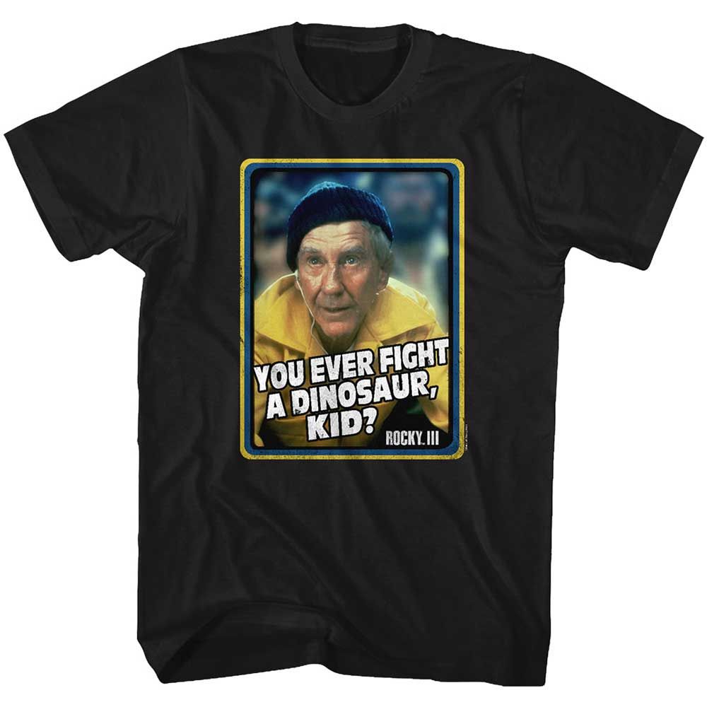 Black Rocky t-shirt featuring a Rocky Dinosaur design