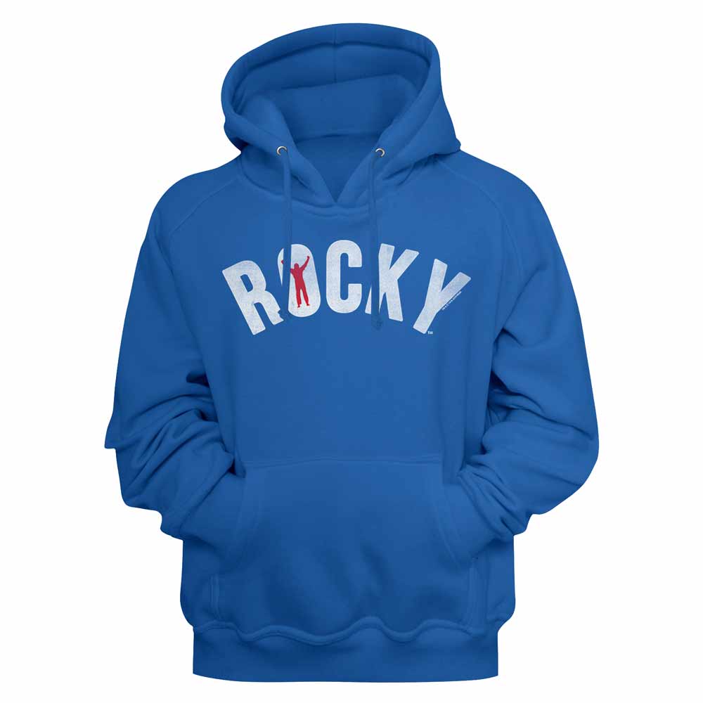 Royal blue Rocky pullover hoodie featuring a Murica design